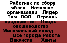 Работник по сбору яблок › Название организации ­ Лидер Тим, ООО › Отрасль предприятия ­ Плодо-, овощеводство › Минимальный оклад ­ 25 000 - Все города Работа » Вакансии   . Ханты-Мансийский,Мегион г.